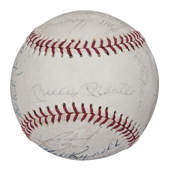 1952 New York Yankees World Series Champion Team Signed Baseball With 20 Signatures Including Mantle and Maris (PSA/DNA)
